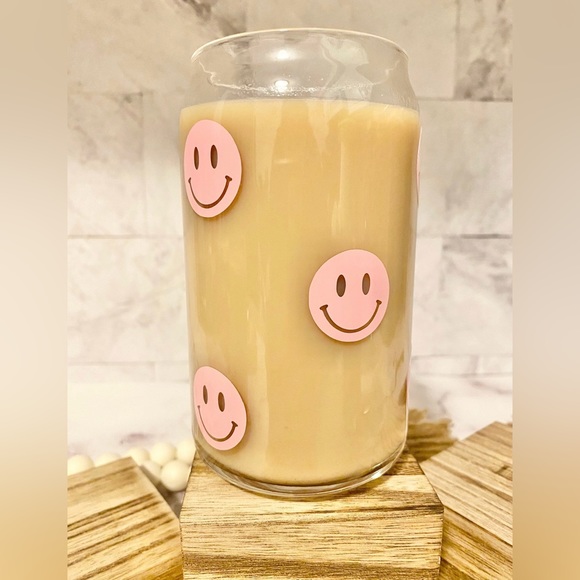 🙂HOST PICK🙂🌟 Smiley Face Glass | Iced Coffee Glass Cup🌟 - Picture 4 of 6